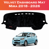 Daihatsu Mira, Mira 2018-2026, Dashboard Mat, Dashboard Cover, Velvet Dashboard Mat, Velvet Dash Cover, Car Dashboard Mat, Car Interior Accessories, Daihatsu Accessories, Mira Accessories, Black Dashboard Mat, Custom Fit Dashboard Mat, Fur Touch Dashboard Cover, Anti Glare Dashboard Mat, Dashboard Protector