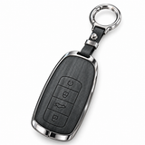 Premium Leather Key Cover with Metal Keychain for Jaecoo J7 – Black, 4 Button