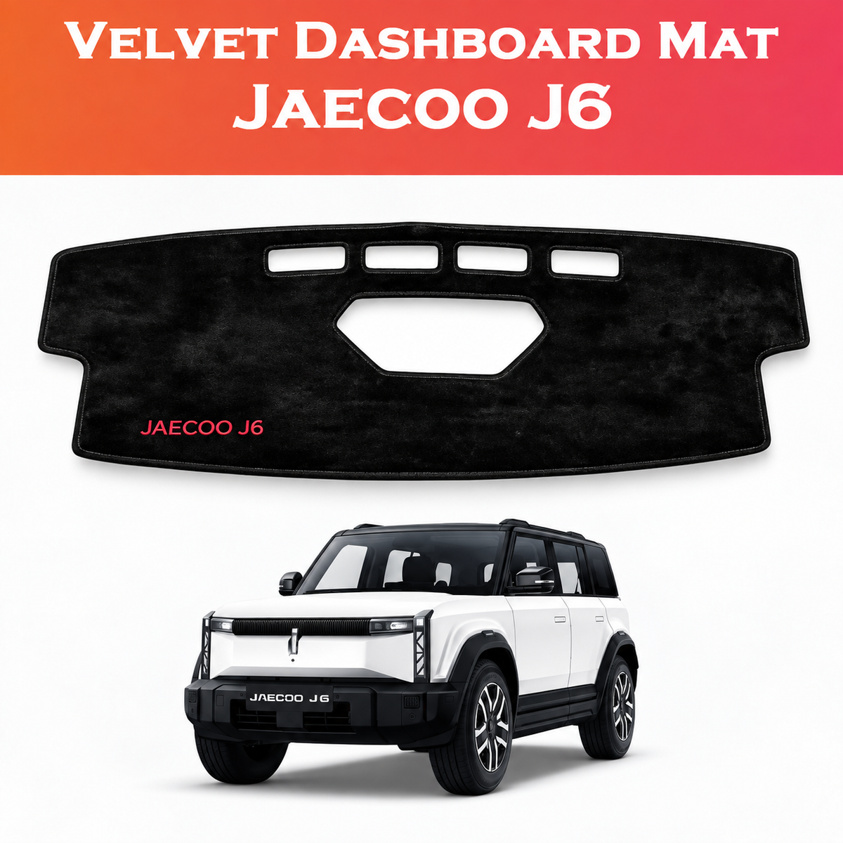 Jaecoo J6, Jaecoo Accessories, Dashboard Mat, Velvet Dashboard Mat, Dashboard Cover, Jaecoo J6 Accessories, Car Interior Accessories, Custom Fit Dashboard, Black Dashboard Mat, Fur Touch Dashboard, Anti Glare Dashboard Mat, Dashboard Protector