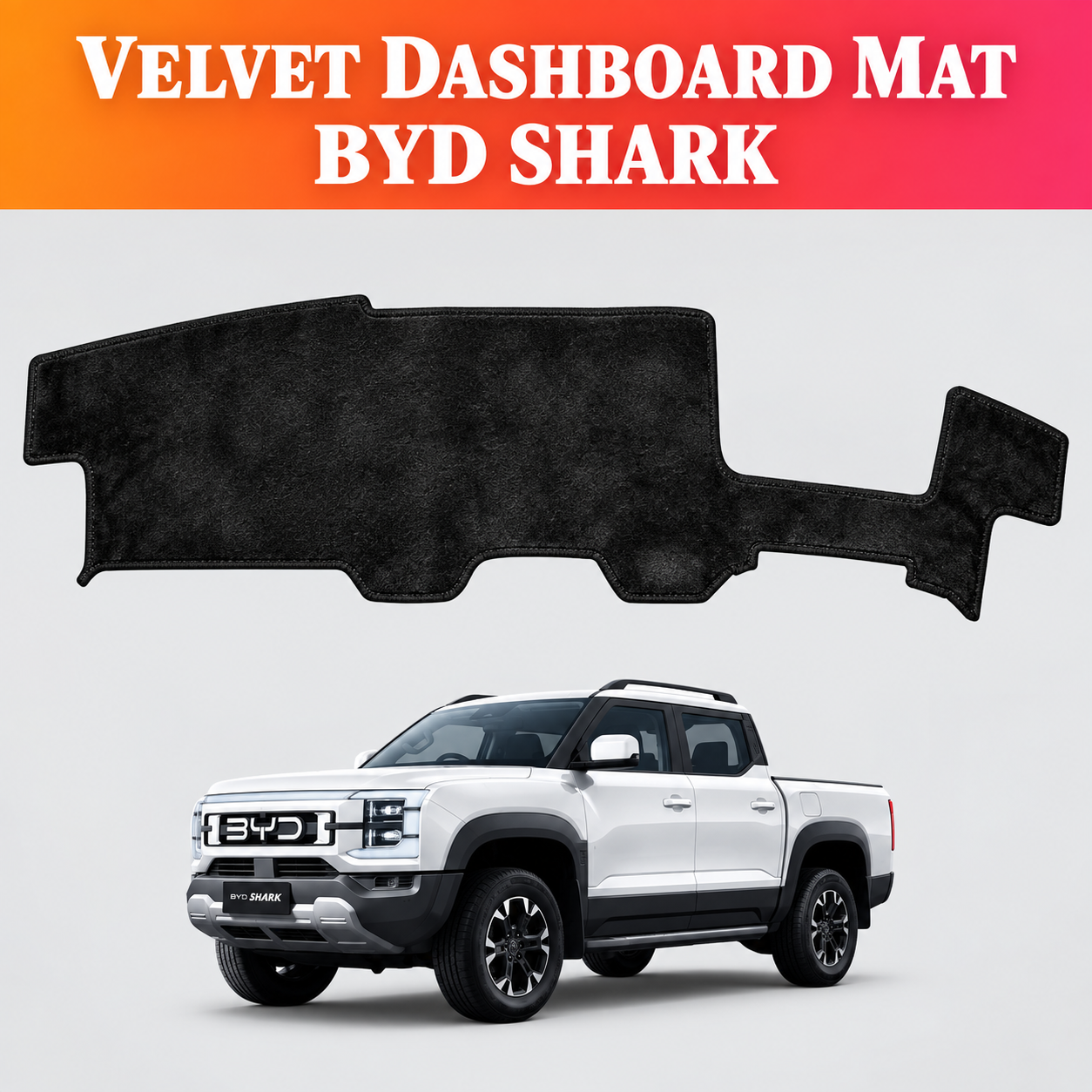BYD Shark, BYD Accessories, BYD Shark Accessories, Dashboard Mat, Velvet Dashboard Mat, Dashboard Cover, Car Interior Accessories, Custom Fit Dashboard, Black Dashboard Mat, Fur Touch Dashboard, Anti Glare Dashboard Mat, Dashboard Protector