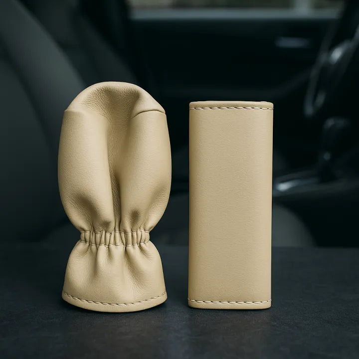 Premium gear and hand brake leather cover set at Shark Auto