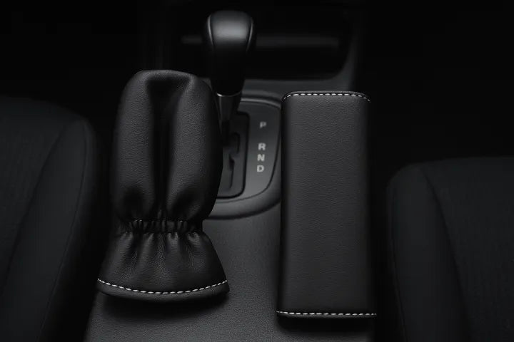 Universal fit leather gear and handbrake covers for cars