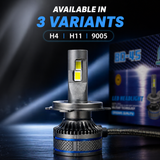 BD-45 LED bulb close-up showing high power LED chips and cooling fan design