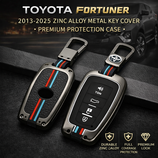 Toyota Fortuner 2013-2025 Zinc Alloy Metal Key Cover Premium Protection Case