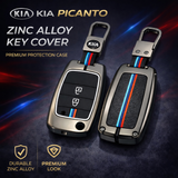 KIA Picanto premium zinc alloy metal key cover with sporty stripe design