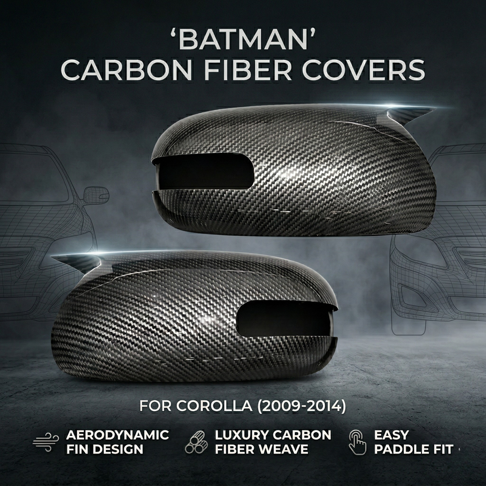 Batman Style Carbon Fiber Side Mirror Covers – For Corolla 2009 - 2014