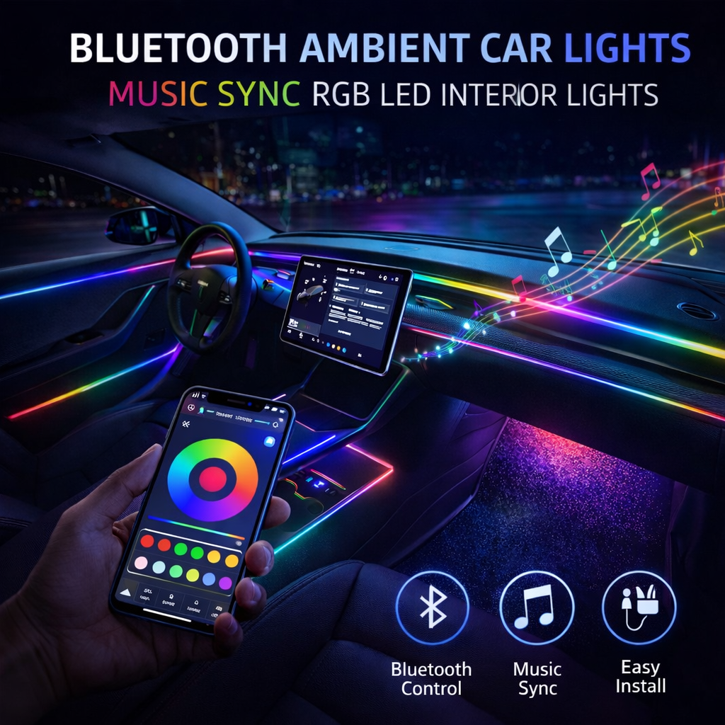  RGB ambient car lights bluetooth app control