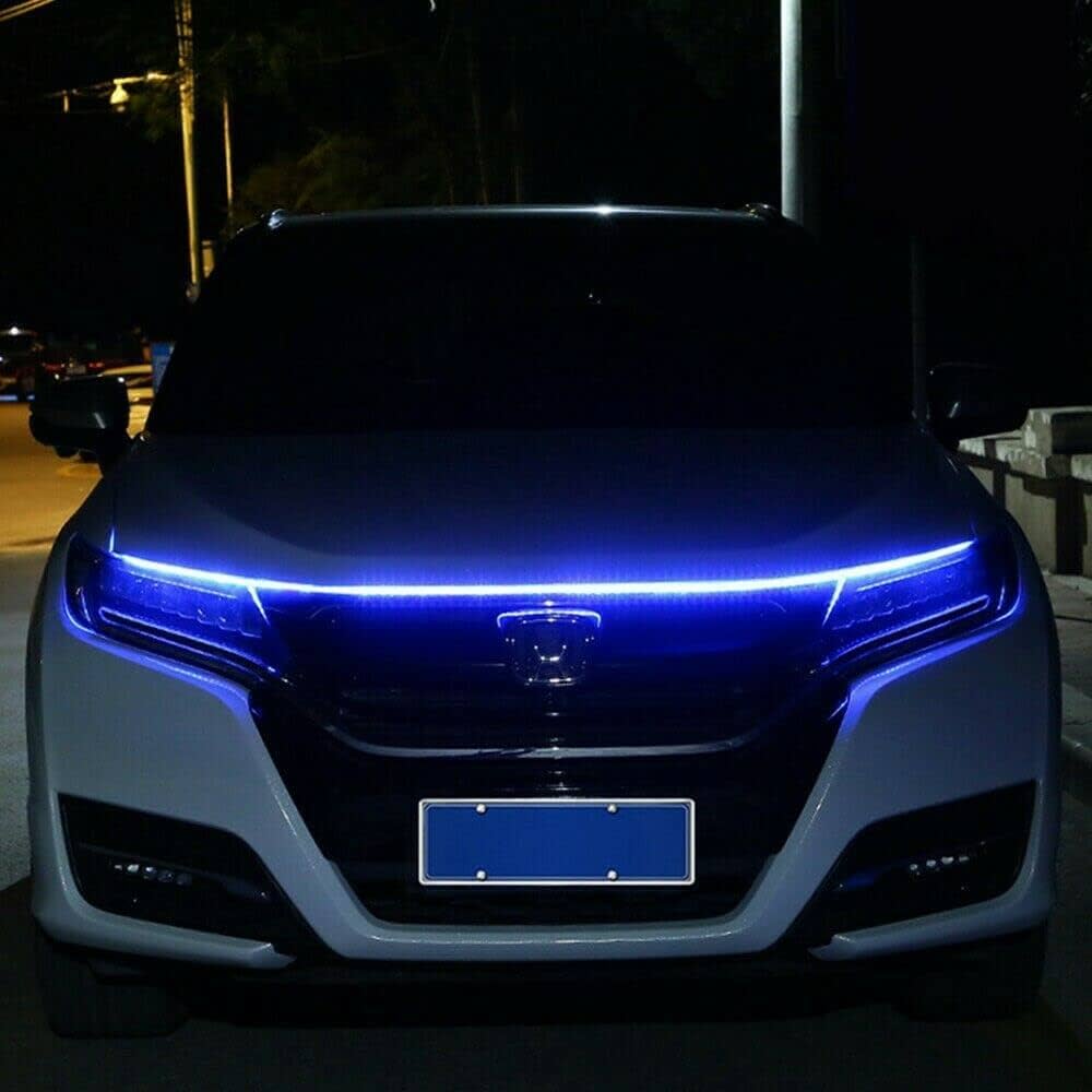 Blue DRL LED strip for cars front hood stylish lighting