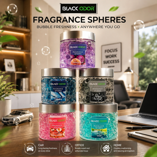 BLACK ODOR Fragrance Spheres Air Freshener 130g – Car, Home & Office Bubble Freshener | Multiple Fragrances