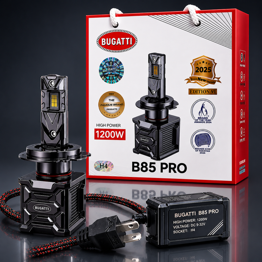 BUGATTI B85 PRO 1200W H4 LED Headlight Bulb ultra bright car LED light on white background