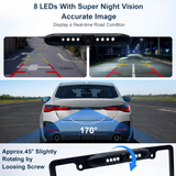 License Plate Frame Waterproof Backup Camera – 170° Ultra HD Rear View Camera with 8 LED Night Vision
