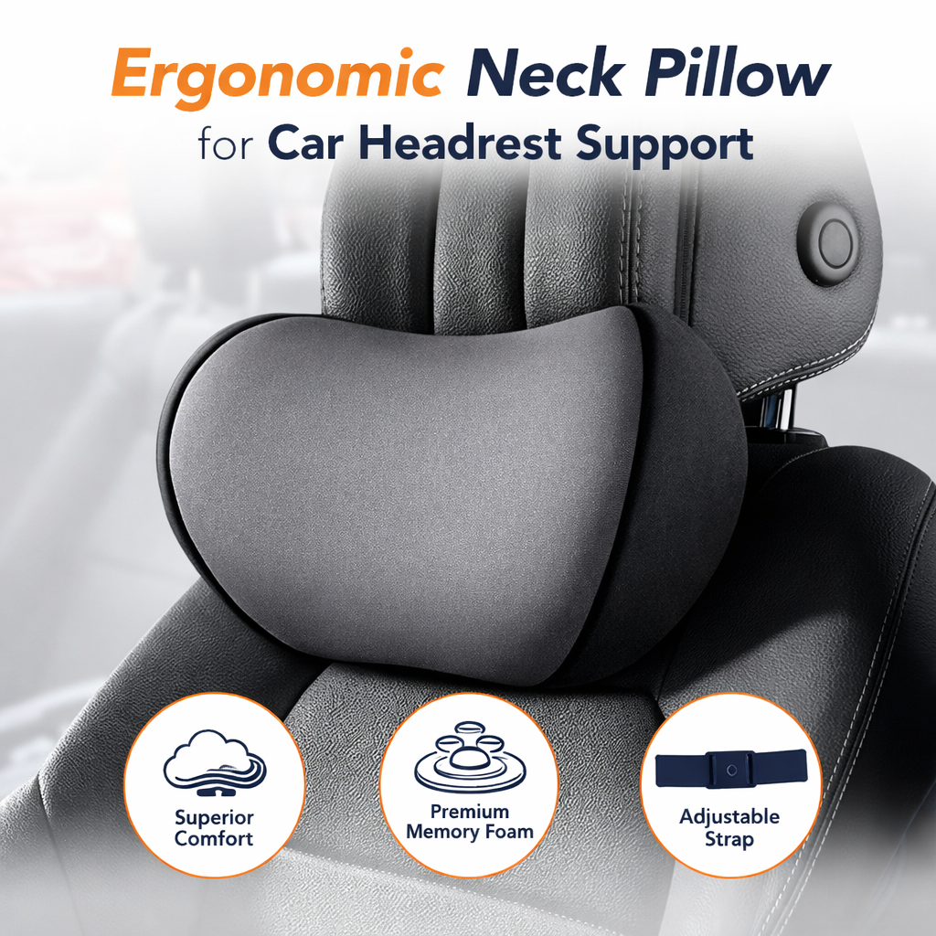 2Pcs Ergonomic Luxury Car Neck Rest Pillow for Seat Headrest Support