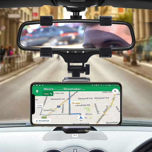 Universal Rear View Mirror Mobile Holder – 360° Adjustable Car Mount