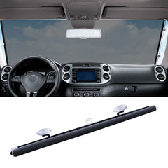 Retractable black car sun shade 50x125 cm installed on windshield – Shark Auto