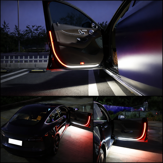120cm 2-in-1 Car LED Door Warning Strip Light – Red & White Strobe Anti-Collision Welcome Light