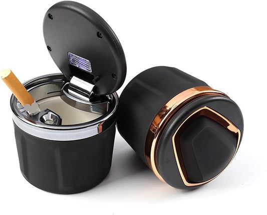 Portable car ashtray with LED light for clean smoke control