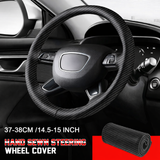 Shark Auto carbon black leather steering wheel cover anti slip grip