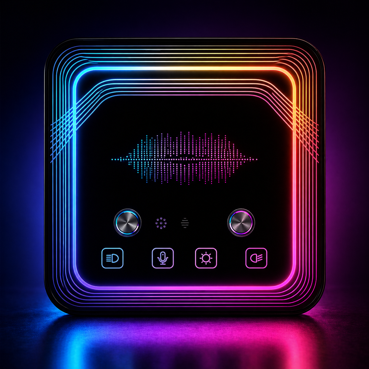 RGB ambient light control panel with sound reactive waveform display