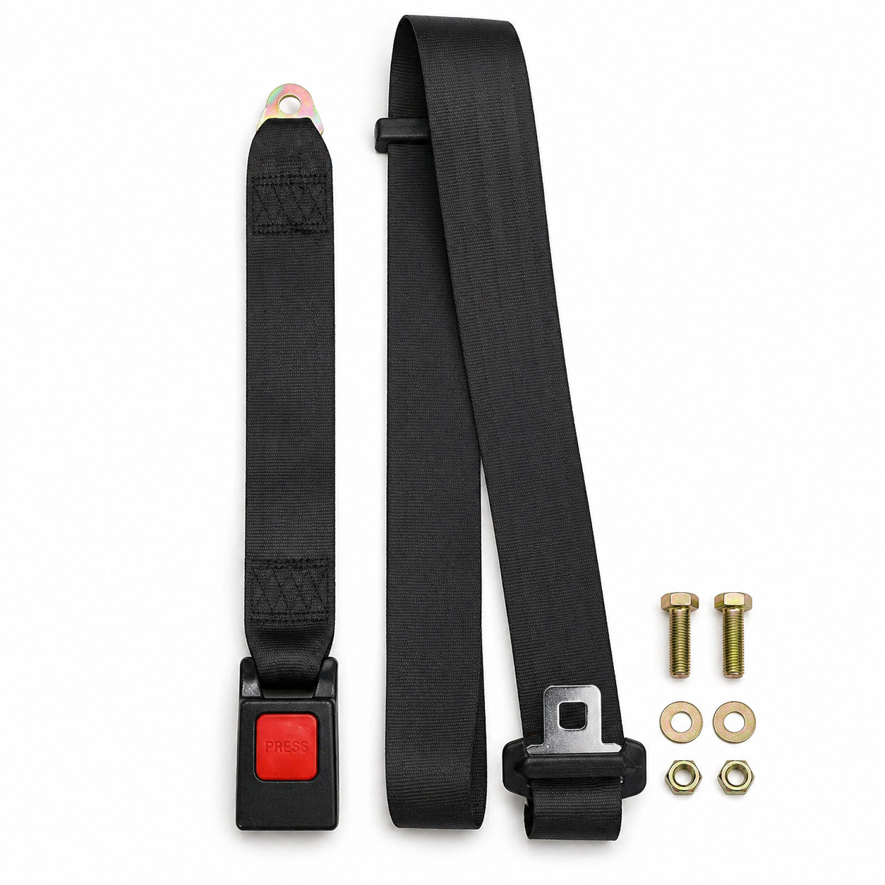 Heavy duty car seat belt strap with secure press button buckle for auto safety