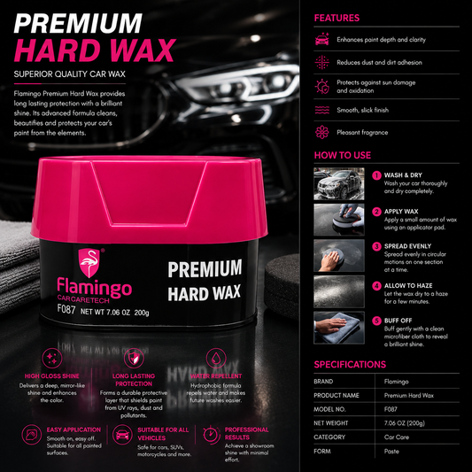 Flamingo Premium Hard Wax 200g – High Gloss Car Polish & Paint Protection Wax