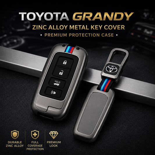 Toyota Grande zinc alloy premium smart key cover front and back view