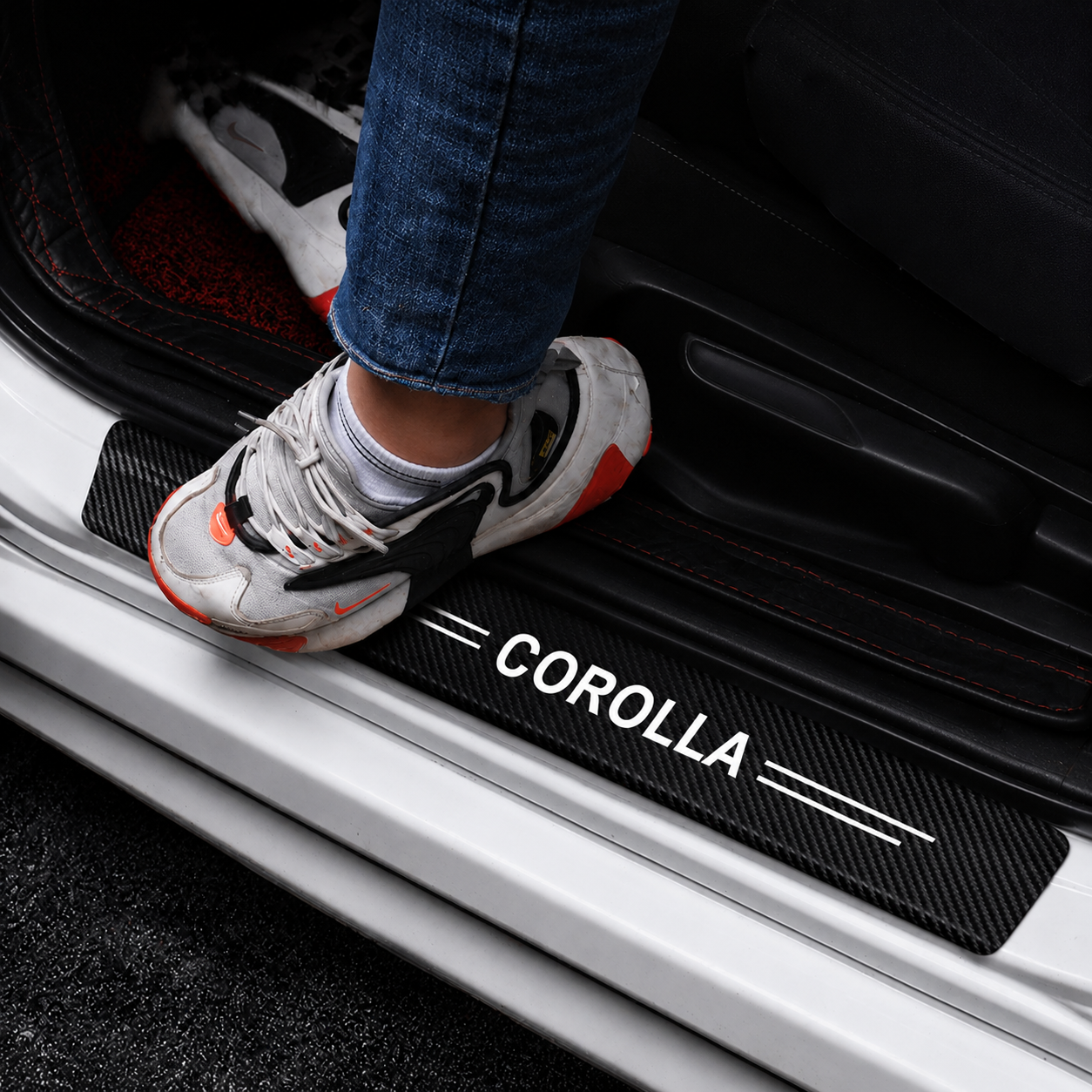 Toyota Corolla carbon fiber door sill protector sticker