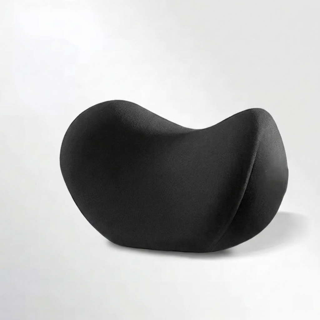 Car neck headrest pillow and memory foam waist cushion installed on car seat