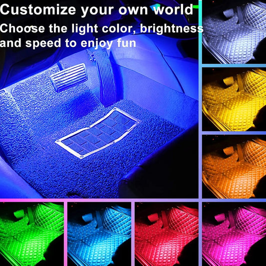 Car Interior RGB LED Atmosphere Strip Lights – Multi-Color Footwell & Dash Ambient Lighting