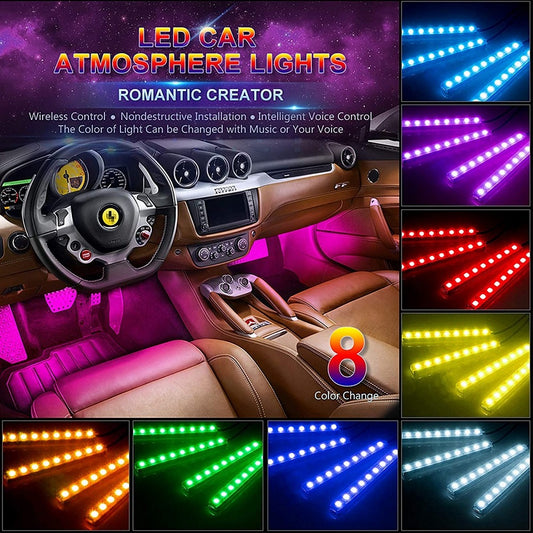 RGB LED interior strip lights installed under car dashboard – Shark Auto