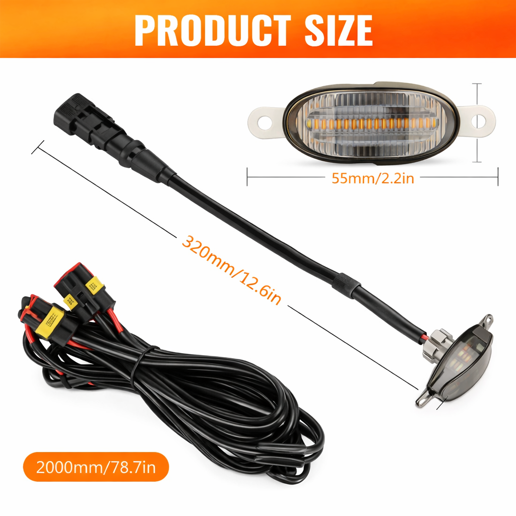 Amber LED car front grille lights with wiring harness