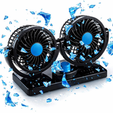 12V Car Fan 360 Degree Rotation Adjustable Dual Head Car Auto Cooling Air Fan