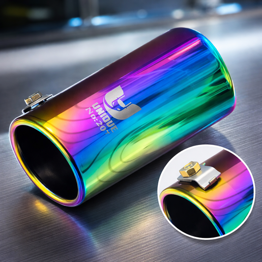 Rainbow Stainless Steel Exhaust Muffler Tip – Universal Burnt Blue Racing Style