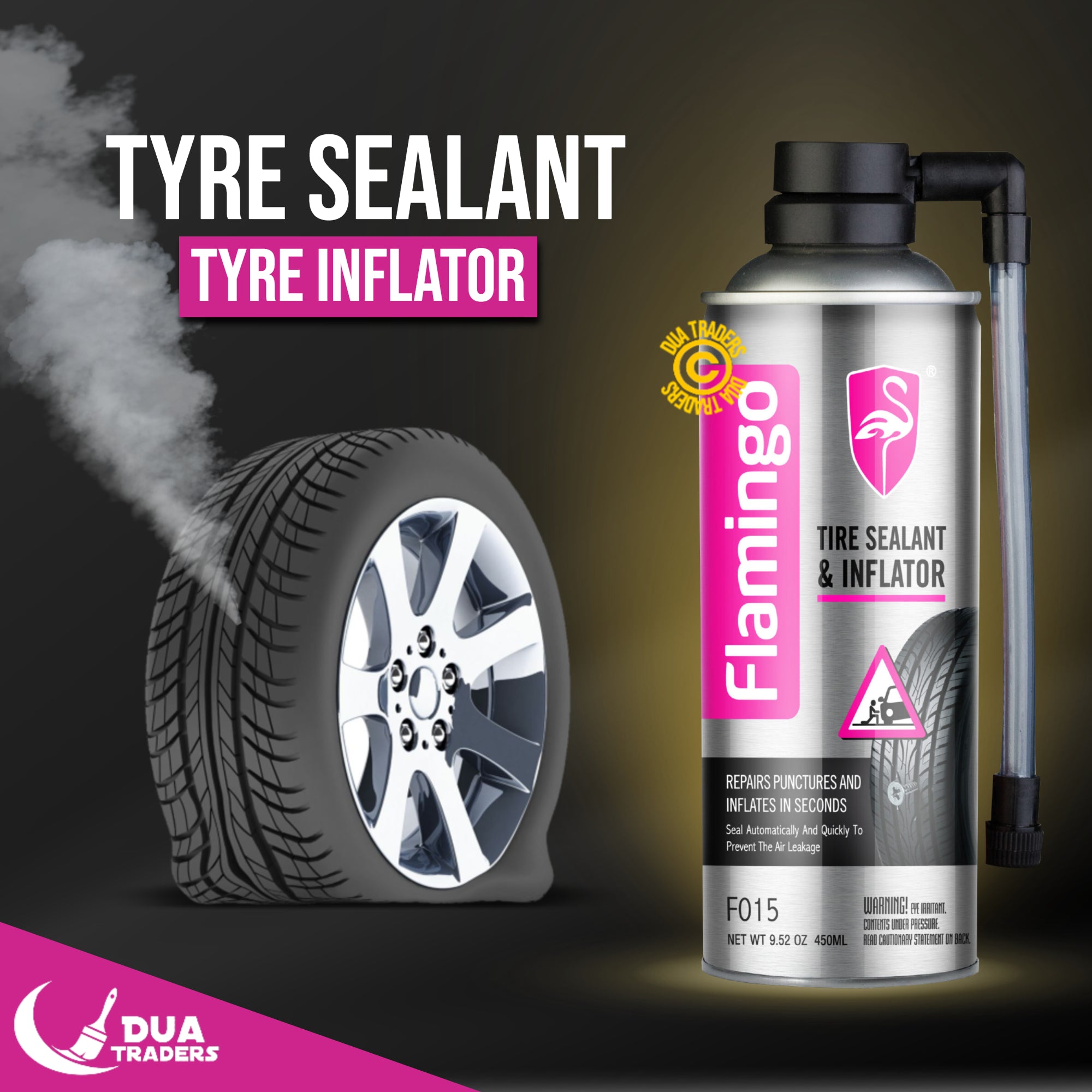 Flamingo Tire Sealant & Inflator 450ml emergency spray can