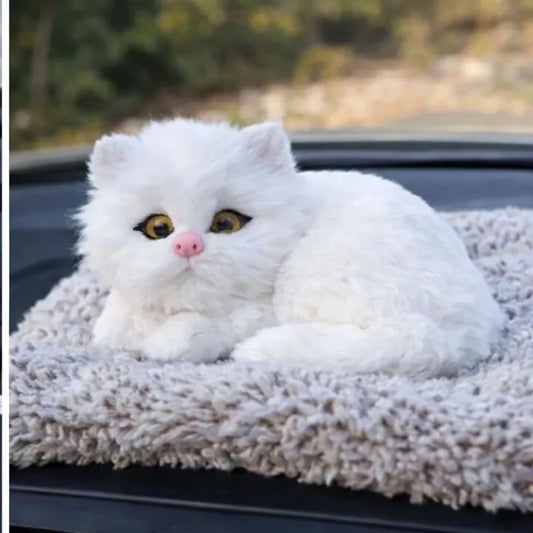 Soft plush cat car interior showpiece on dashboard