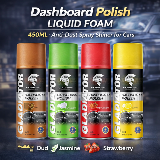 Dashboard Polish Liquid Foam 450ML – Anti-Dust Spray Shiner for Cars Available in Oud, Jasmine, Lemon & Strawberry Fragrance
