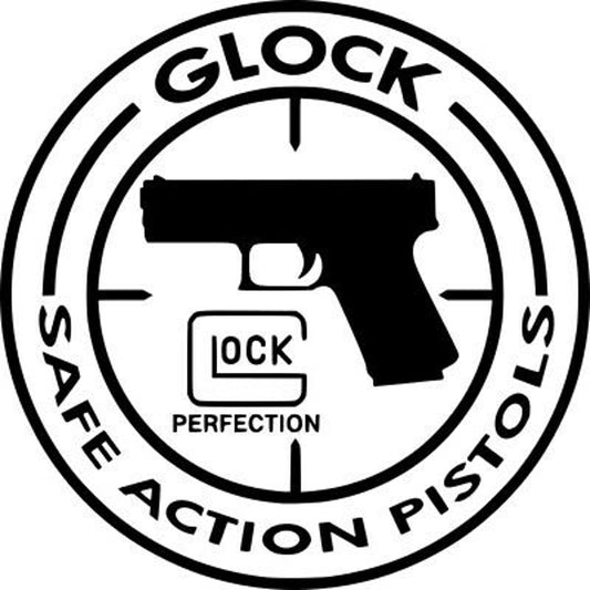 Glock Round Car Sticker 101 – Front View on Car Window