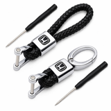 Honda Leather Key Chain Strap – Premium Braided Key Holder (Black)