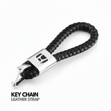 Honda Leather Key Chain Strap – Premium Braided Key Holder (Black)