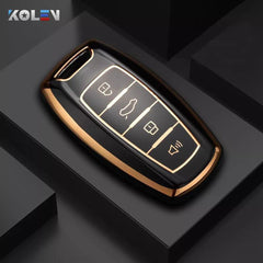 Hyundai Sonata TPU Smart Key Cover Front View in Grey with Golden Line