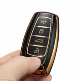 Hyundai Sonata TPU Smart Key Cover – Grey with Golden Line (Luxury Edition)