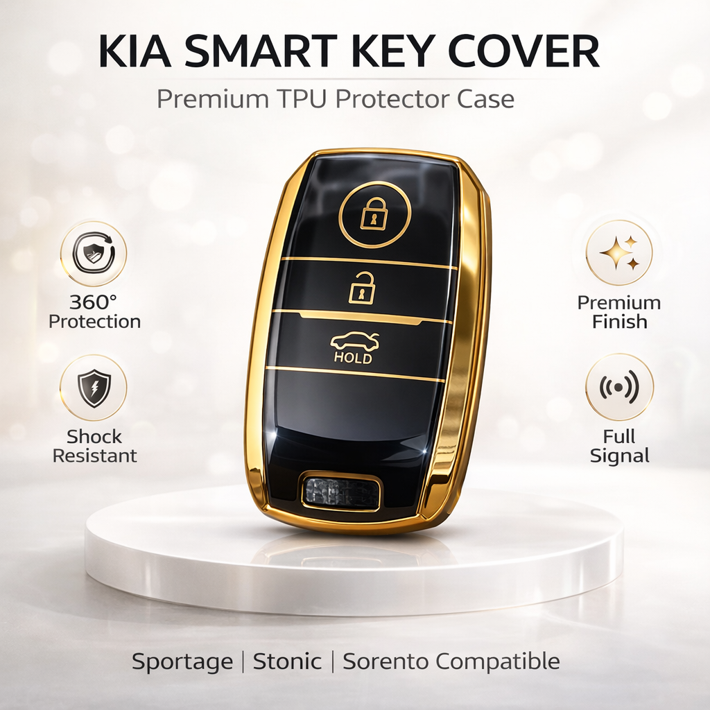 Kia Sportage/Stonic/Sorento TPU Smart Key Cover – Premium Black Protector Case