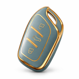 MG-HS 3-Button TPU Remote Key Case Cover – Grey with Golden Edge Design