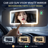 Car LED Sun Visor Vanity Mirror – Rechargeable with 3 Light Modes