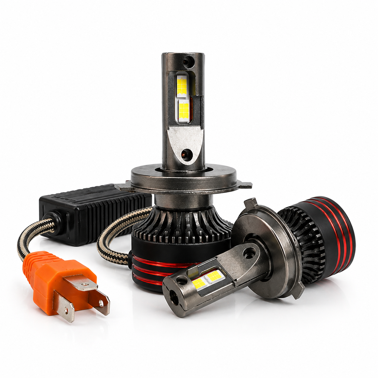 M8 Pro LED headlight bulbs front view high lumen car headlight kit white background