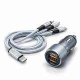 Lenso car mobile charger 6A dual USB with 3 in 1 cable