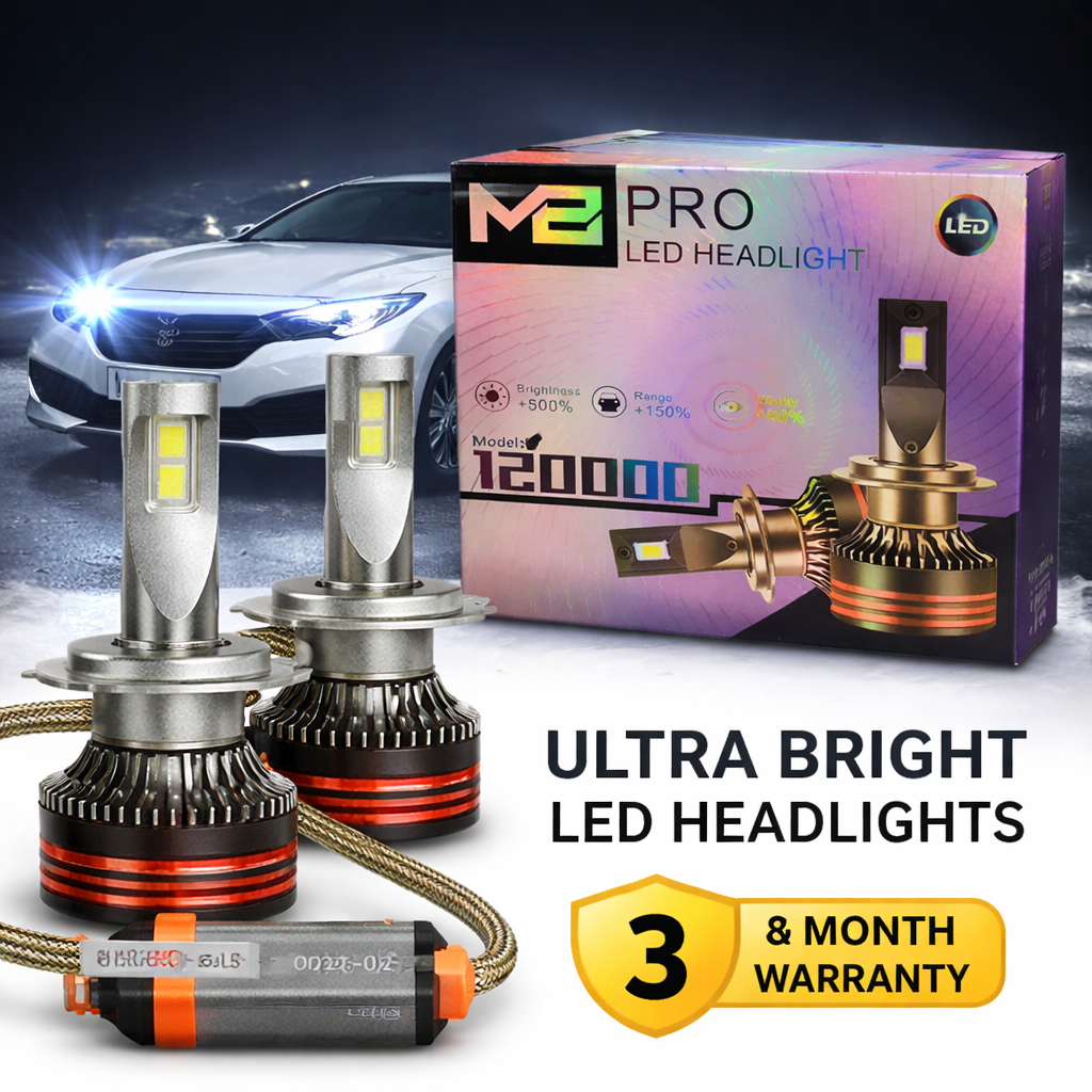 9005 LED headlight bulb 6000K white ultra bright car lighting front view