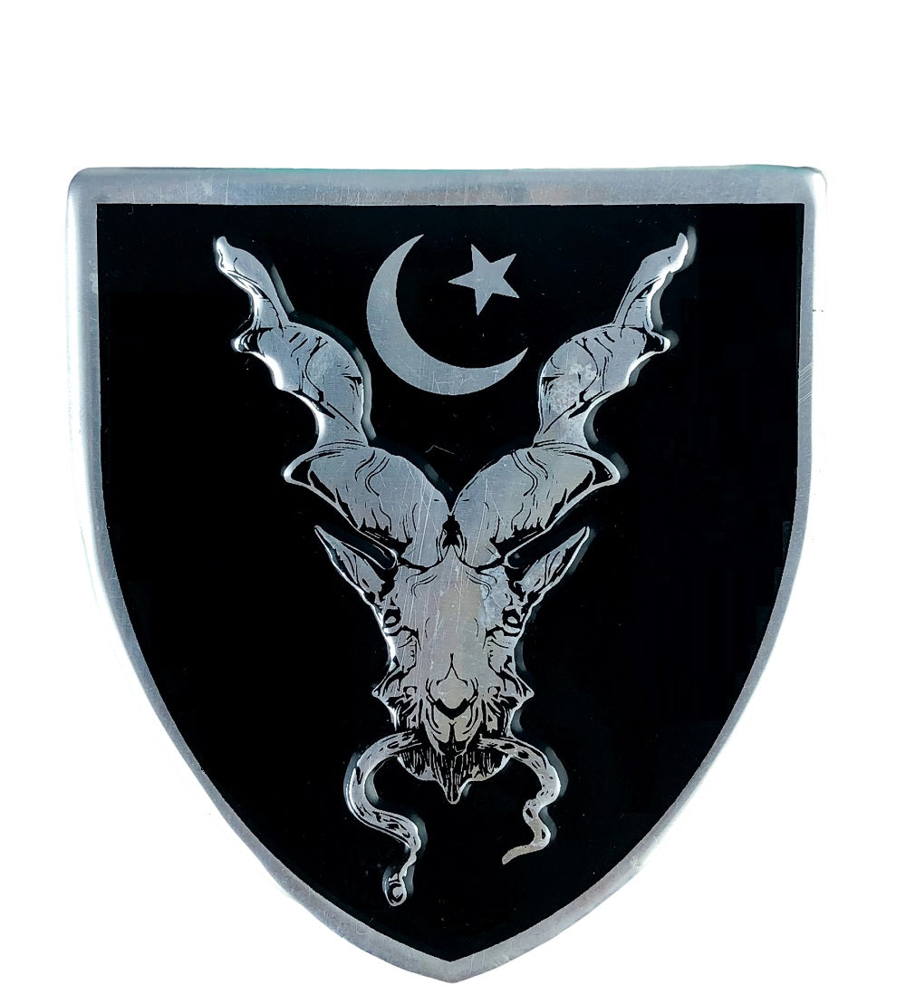 Markhor Embossed Silver & Black Sticker – Front View