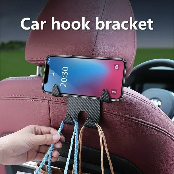 Carbon fiber car seat headrest hook holder