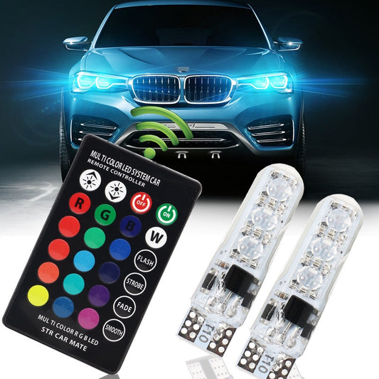 RGB Multicolor LED Parking Bulbs with Remote – 2 Bulbs