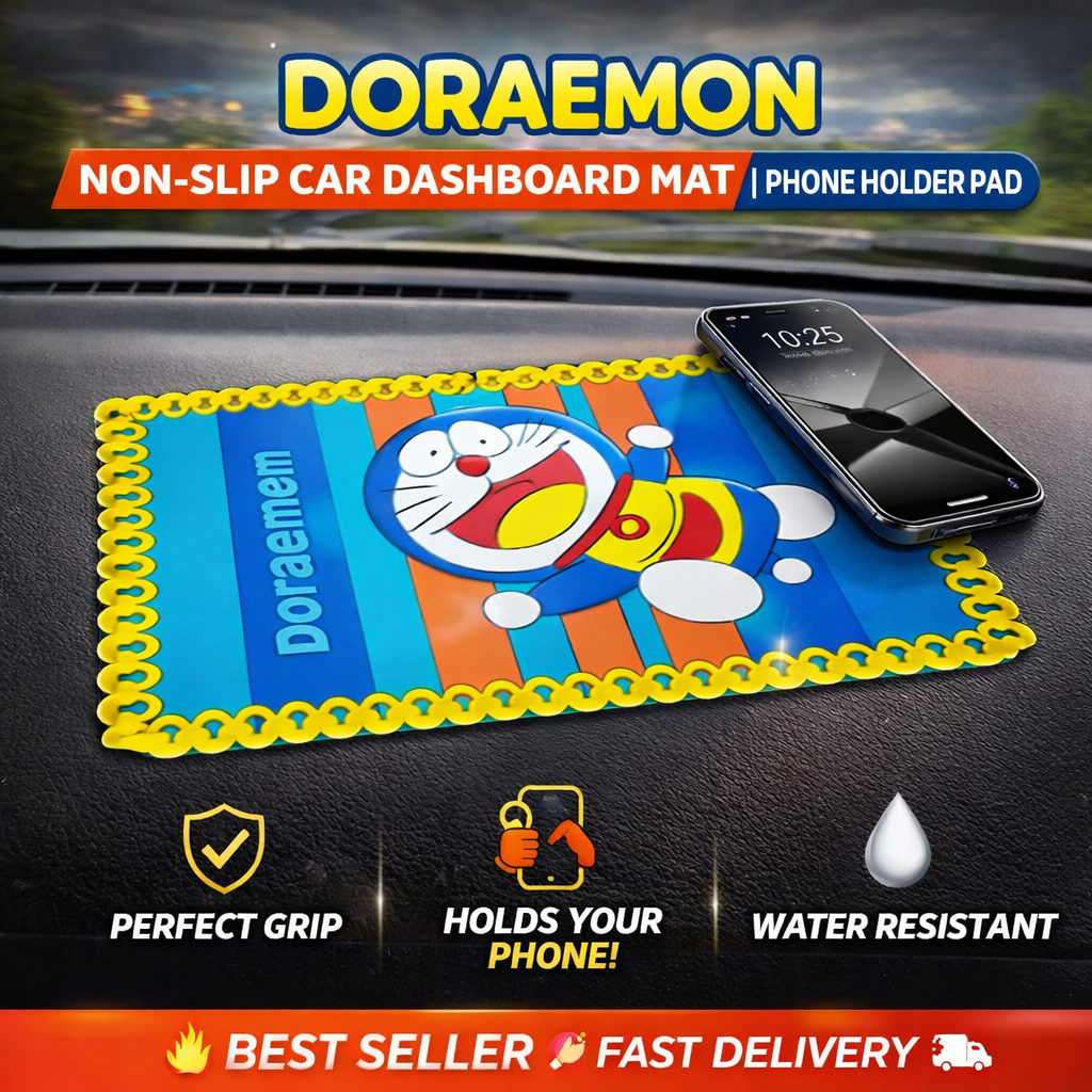 Doraemon Non-Slip Car Dashboard Mat | Phone Holder Pad